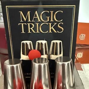 Magic Tricks Set with Silver Cups and Red Balls